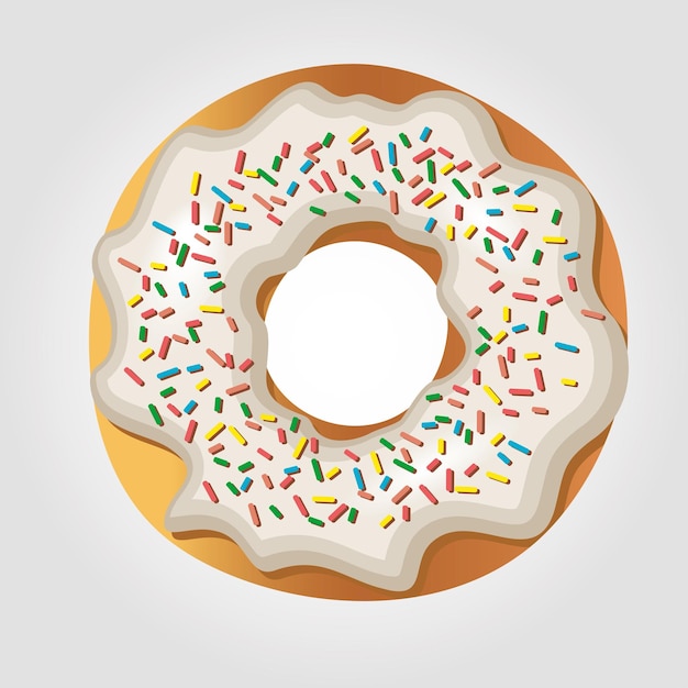 Vektor vektor-illustration süßwaren-donut in zuckerglasur süßer weißer donut mit vanille