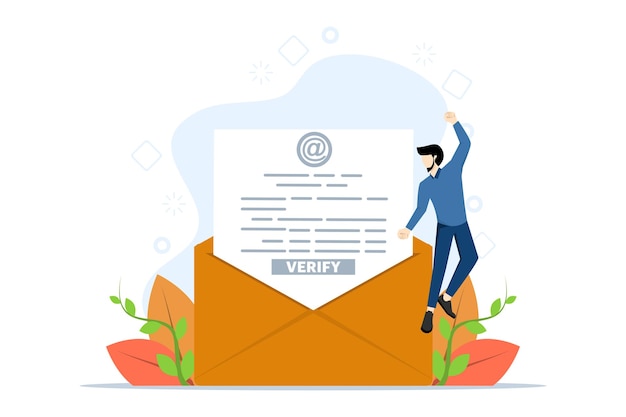 Vektor-Illustration über das Konzept der E-Mail-Verifizierung oder des Empfangs von eingehenden E-Mails