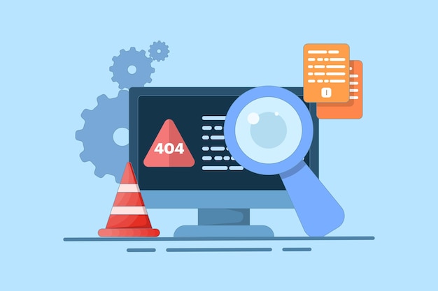 Vektor-Illustration über das Konzept von 404 Fehler oder Seite nicht gefunden oder Sicherheitsdienst Warnmeldung