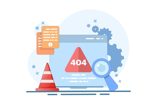 Vektor-Illustration über das Konzept von 404 Fehler oder Seite nicht gefunden oder Sicherheitsdienst Warnmeldung