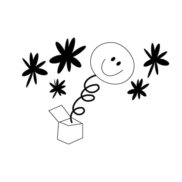 Vektor vektor-illustration überraschungsspielzeugfigur glücklich lächelndes gesicht aufkleber zum ausdrucken