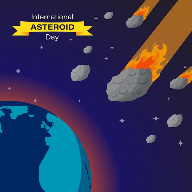 Vektor-Illustration von Asteroid Day 30. Juni Social-Media-Story-Feed-Mockup-Vorlage