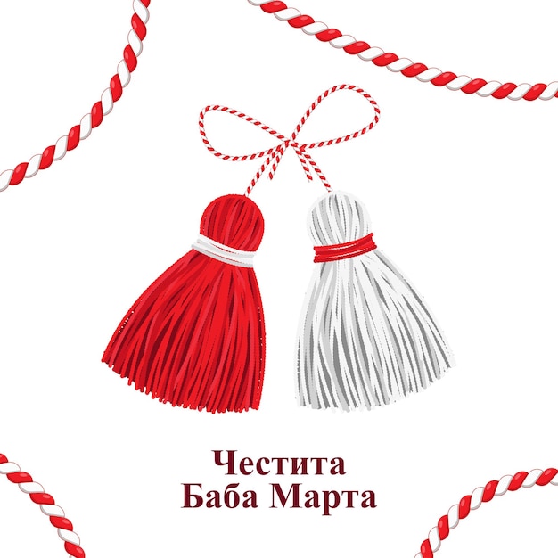 Vektor-illustration von baba marta day wünscht gruß