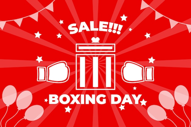 Vektor-Illustration von Boxing Day Sale Banner Überraschungsgeschenkbox auf rotem Hintergrund