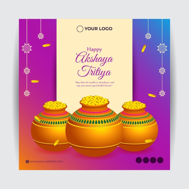 Vektor-Illustration von Happy Akshaya Tritiya Social-Media-Story-Feed-Mockup-Vorlage