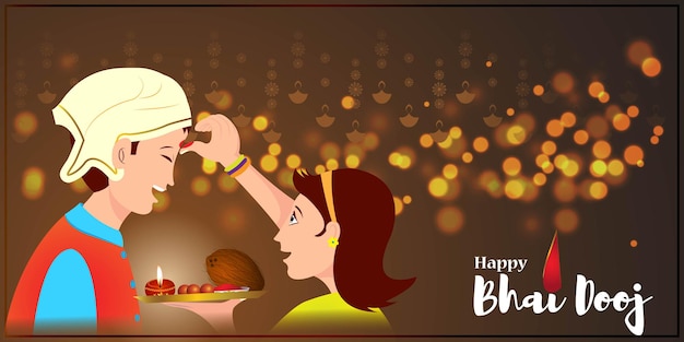 Vektor-Illustration von Happy Bhai Dooj Gruß