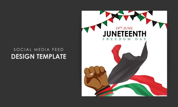 Vektor vektor-illustration von happy juneteenth 19. juni social-media-story-feed-mockup-vorlage