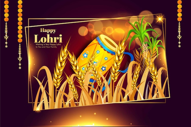 Vektor-Illustration von Happy Lohri Feiertagsfest von Punjab Indien mit schönem Hintergrund