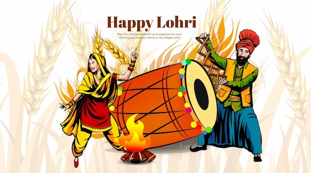 Vektor-Illustration von Happy Lohri Feiertagsfest von Punjab Indien mit schönem Hintergrund