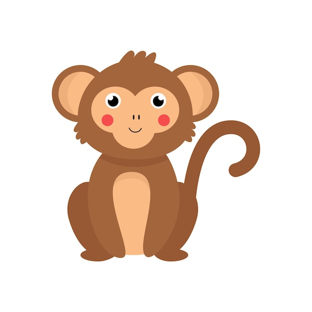 Vektor-Illustration von niedlichen Affen isoliert auf weißem Hintergrund.