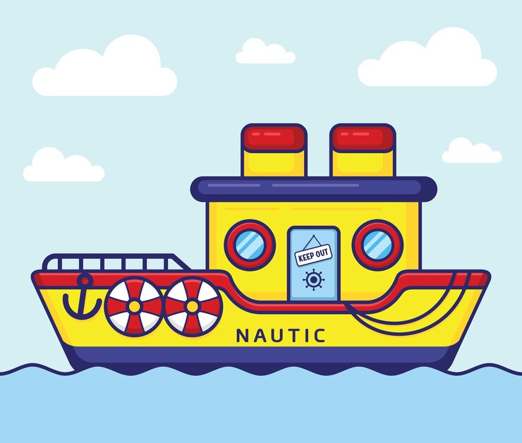Vektor-Illustration von niedlichen Schiff Boot im Cartoon Flat Style.