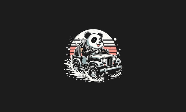 Vektor vektor-illustration von panda-fahrwagen mit flachem design