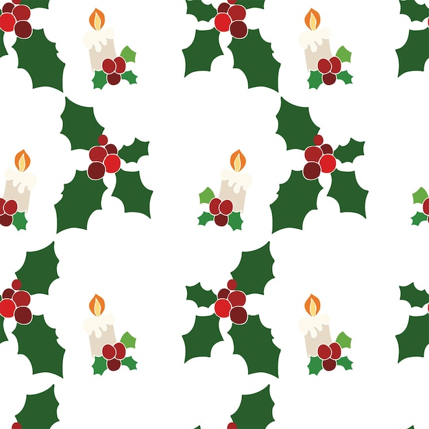 Vektor-Illustration von Weihnachtskerzen und Blättern auf weißem Hintergrund für Tapetenabdeckungen der Weihnachtsgeschenke im Innenraum