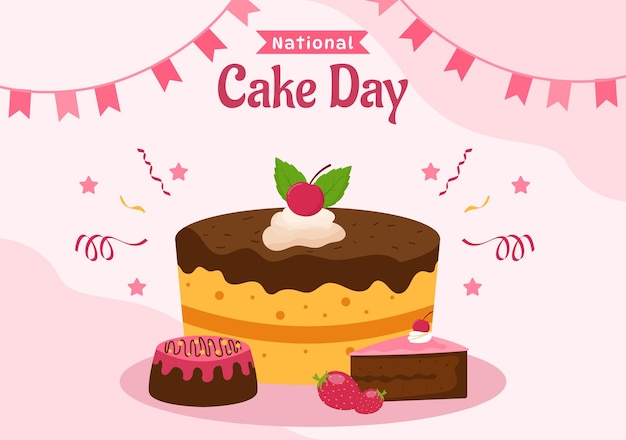 Vektor-Illustration zum Nationalen Kuchentag am Feiertag. Feiern Sie den 26. November mit süßem Brot