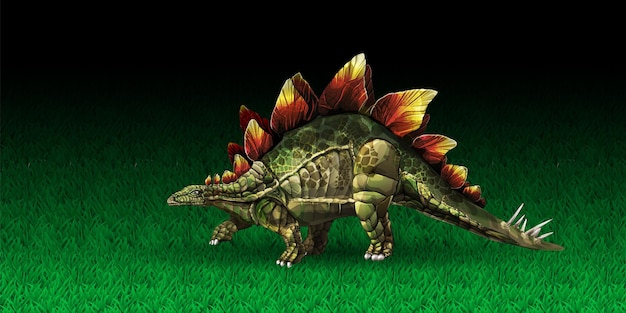 Vektor-illustrationdinosaurier stegosaurus oder kleiner stegosaurus stegosaurus aus der jurassischen ära d r...