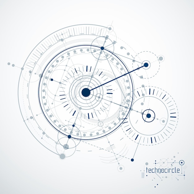 Vektor industrieller und technischer hintergrund, zukünftiger technischer plan. abstrakte blaupause des mechanismus, mechanisches schema.