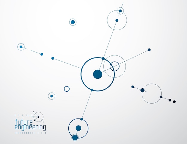 Vektor industrieller und technischer Hintergrund, zukünftiger technischer Plan. Abstrakte Blaupause des Mechanismus, mechanisches Schema.