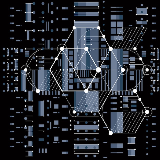 Vektor industrieller und technischer hintergrund, zukünftiger technischer plan. perspektivische blaupause des mechanismus, mechanisches schema. zur verwendung als website-hintergrund.