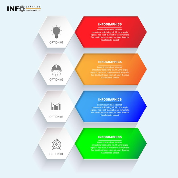 Vektor-infografik-designvorlage mit 4 optionen oder schritten