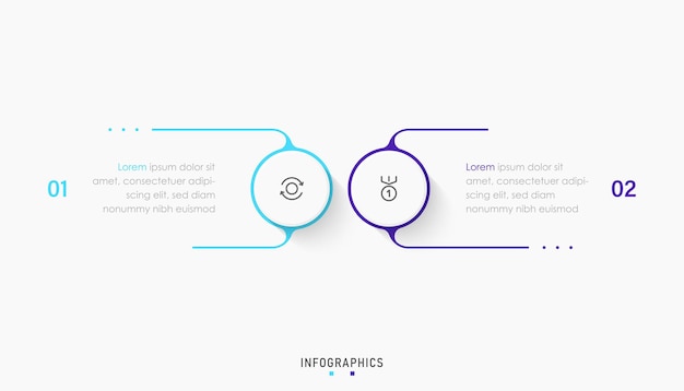 Vektor vektor-infografik-etikettendesign-vorlage mit symbolen und 2 optionen oder schritten kann für den prozess verwendet werden