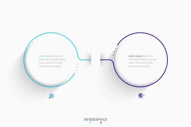 Vektor vektor-infografik-etikettendesign-vorlage mit symbolen und 2 optionen oder schritten kann für den prozess verwendet werden