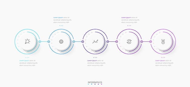 Vektor vektor-infografik-etikettendesign-vorlage mit symbolen und 5 optionen oder schritten kann für den prozess verwendet werden