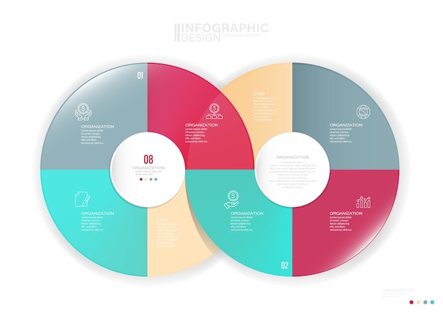 Vektor infografik kreis zyklusdiagramm mit 8 optionen präsentation stock illustration