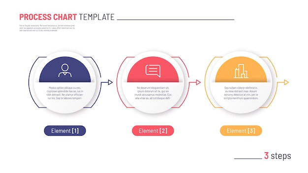 Vektor-infografik-prozessdiagrammvorlage drei schritte