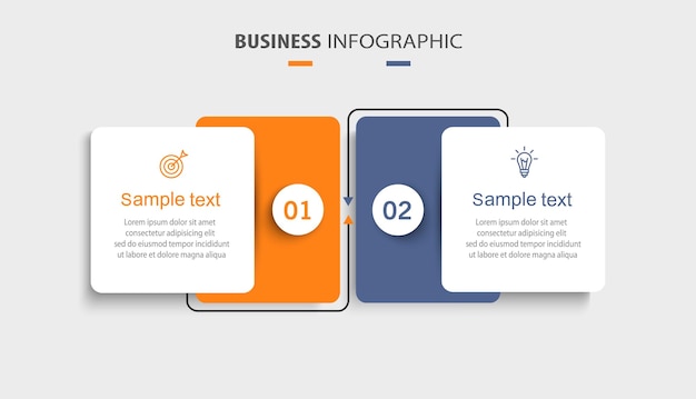 Vektor-infografik-vorlage mit symbolen und 2 optionen oder schritten