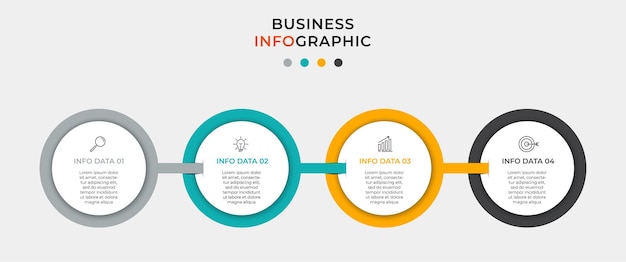 Vektor-Infografiken mit 4 Optionen oder Schritten. Unternehmenskonzept.