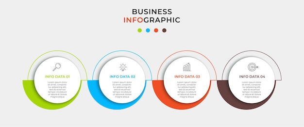 Vektor-infografiken mit 4 optionen oder schritten. unternehmenskonzept.