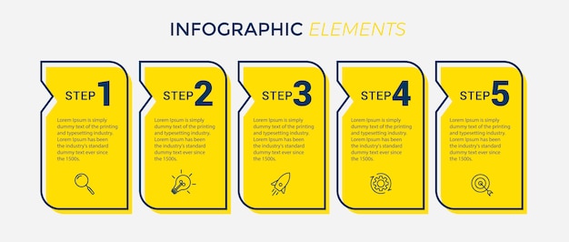 Vektor infographik entwurfsvorlage mit 5 optionen oder schritten