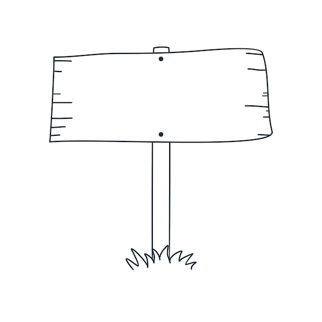Vektor vektor-informationstafel aus holz, straßenschild-doodle