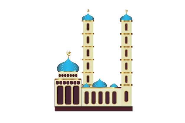 Vektor islamische Moschee Gebäude flache Illustration mit Vintage-Konzept