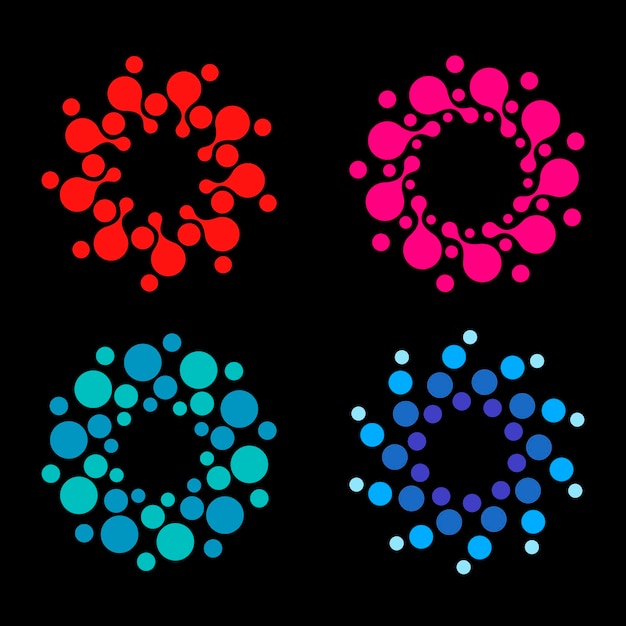 Vektor isoliert Sonne Logo Design Vorlage abstrakte Punkte Symbol Symbol runde Form bunte Logos Set