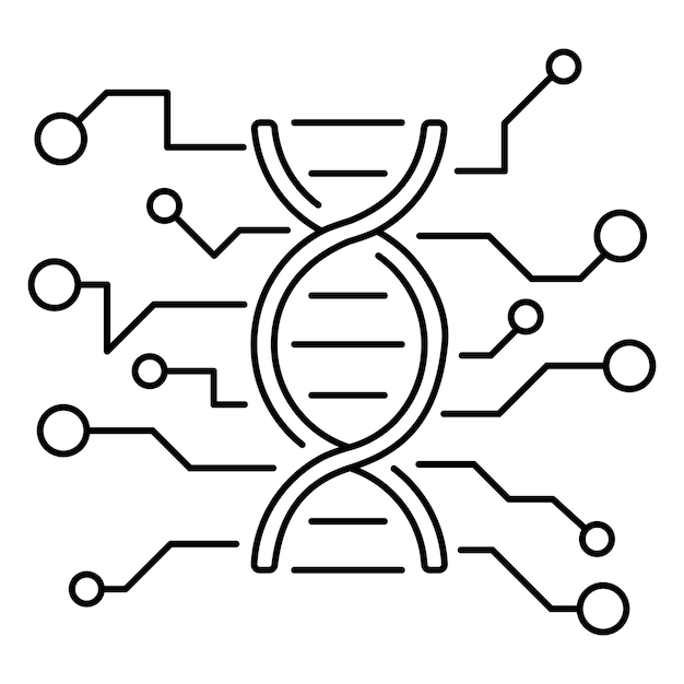 Vektor-isolierte Linie DNA-Symbol des Molekülstrukturchromosoms