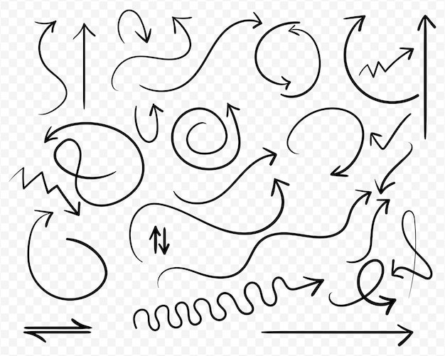 Vektor-isolierte lockige Pfeil-Symbolen auf durchsichtigem Hintergrund