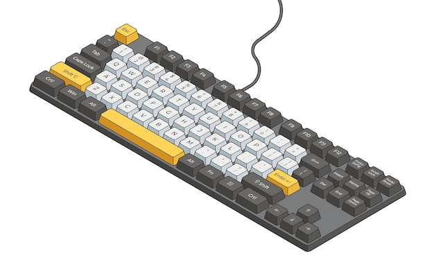 Vektor-isometrische Illustration einer Spieltastatur