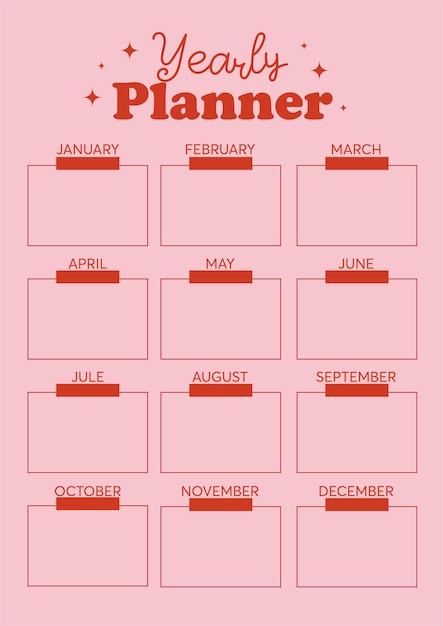 Vektor jährlicher Planer Vorlage Organisator und Zeitplan mit Monat