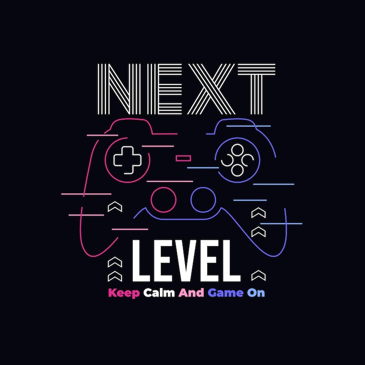 Vektor vektor-joysticks-gamepad-illustration mit slogan next level für t-shirt-drucke und andere verwendungszwecke