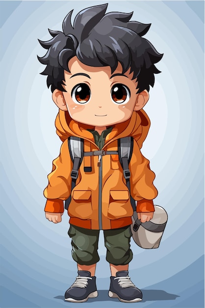 Vektor-Junge-Mann-Anime-Stil Charakter-Vektor-Illustration-Design Manga-Animateur-Junge