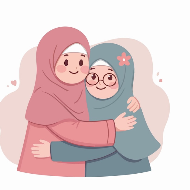 Vektor junge Tochter und alte Mutter Cartoon-Illustration