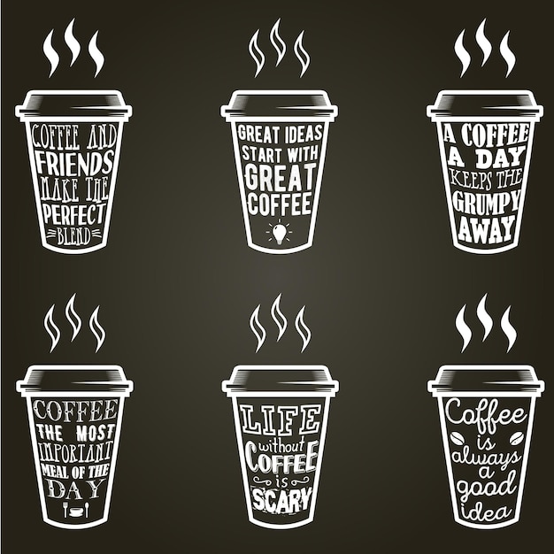 Vektor kaffee zitate und sprüche typografie set PremiumVektor