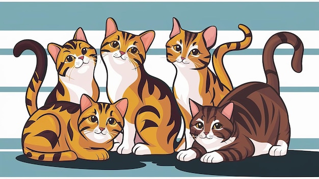 Vektor-Katzen-Illustration flache Gestaltung