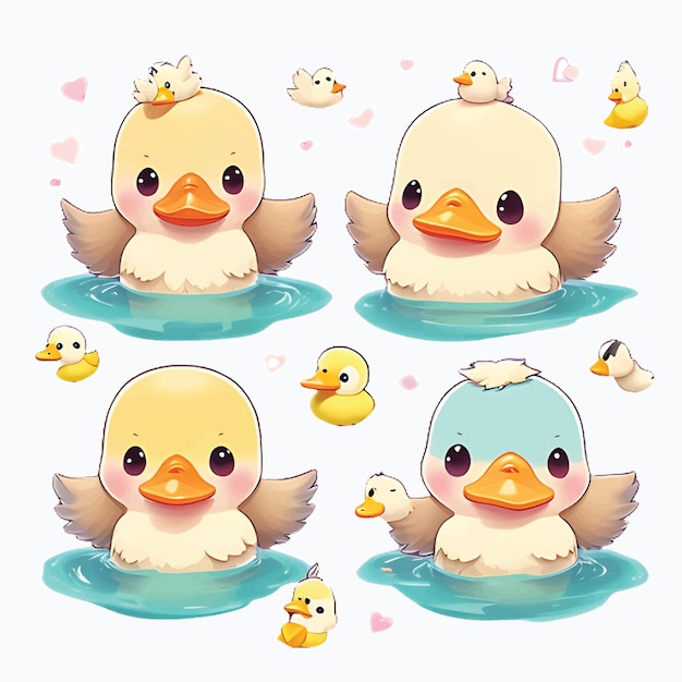 Vektor Kawaii süße Enten