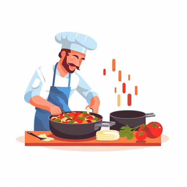 Vektor Koch Küche Essen Illustration Restaurant Kochen Design kulinarische Uniform Hut