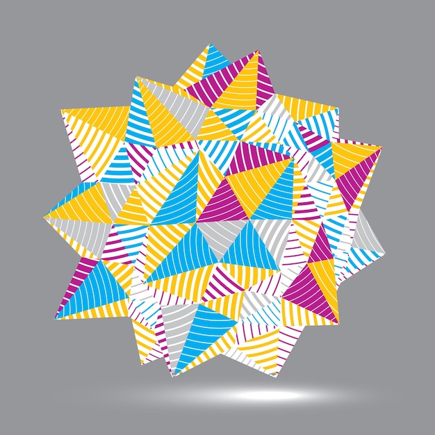 Vektor komplizierte 3D-Figur, moderne Digitaltechnik-Stilform. Abstraktes gestreiftes helles dreidimensionales Objekt.