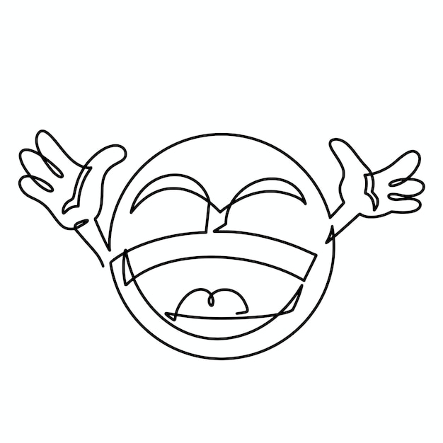 Vektor vektor kontinuierliche einzeilige emoticon-lachen-illustration