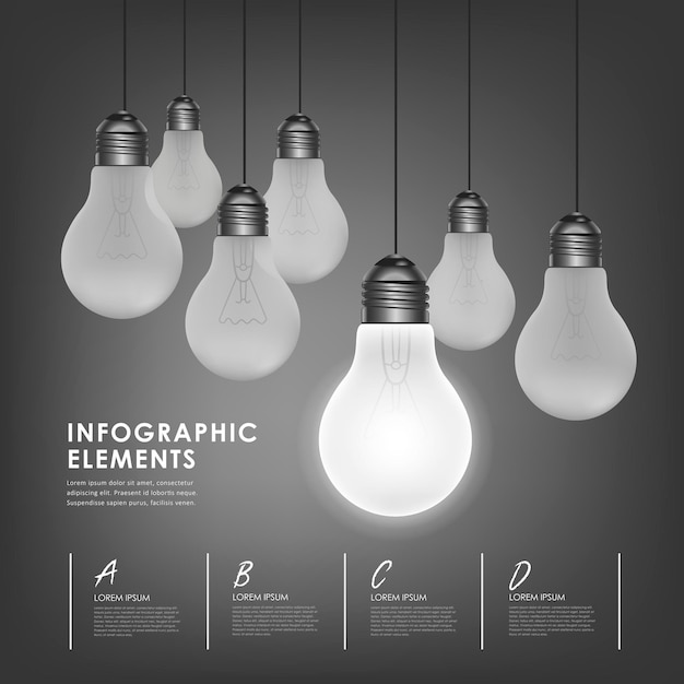 Vektor kreative konzept glühbirne abstrakte infografik-elemente