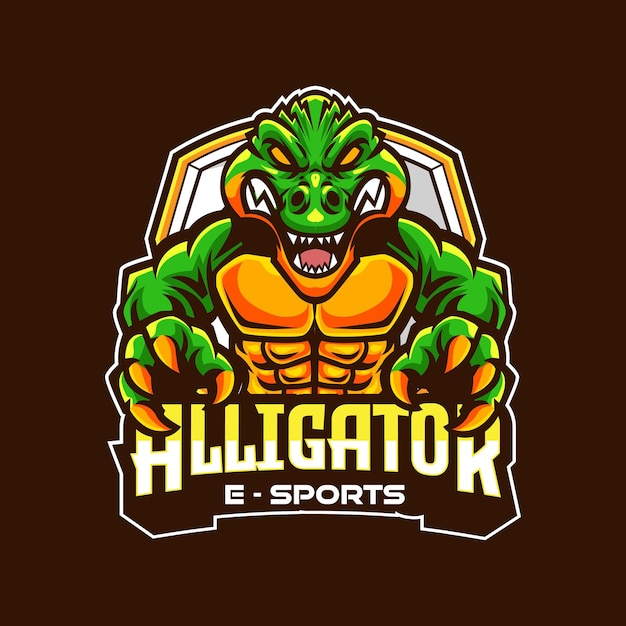 Vektor-krokodil-maskottchen-logo für esport- und sportteam